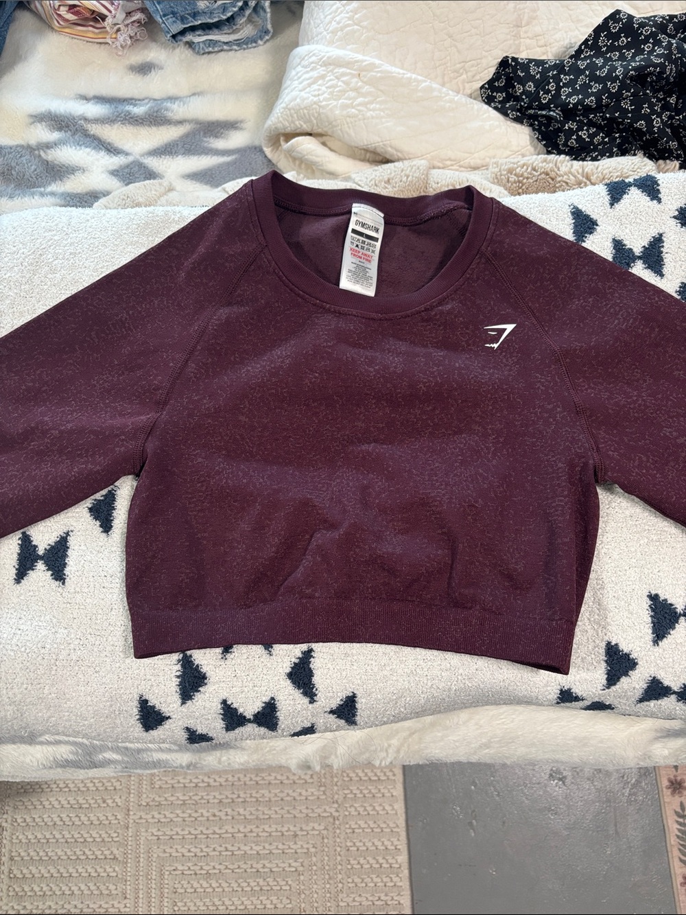 Gymshark Plum/Burgundy Cropped Long Sleeve Top